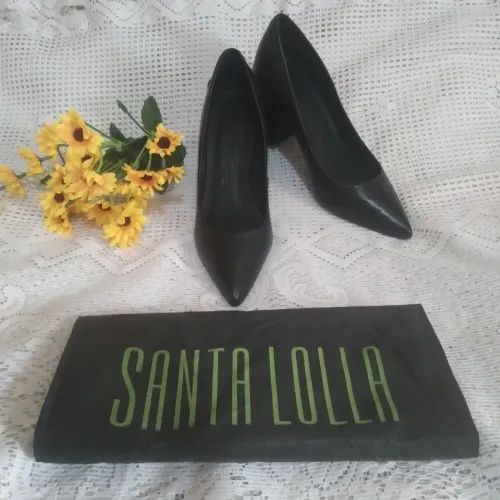 Scarpin Santa Lolla Couro Pelica Soft Bico Fino Salto NOVO