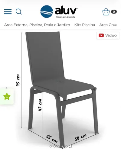 Conjunto de 4 Cadeiras Aluv Alumínio Preto