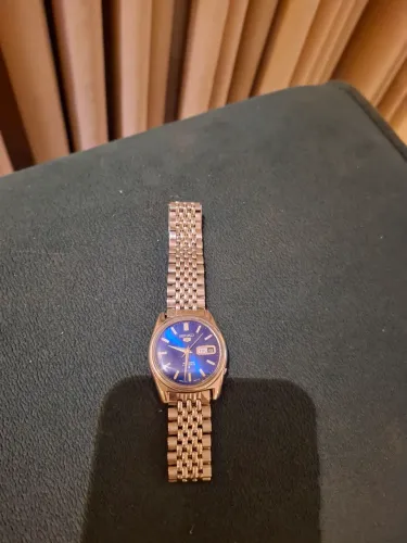 Seiko azul 6119 ponteiros agulha e pulseira grão de arroz