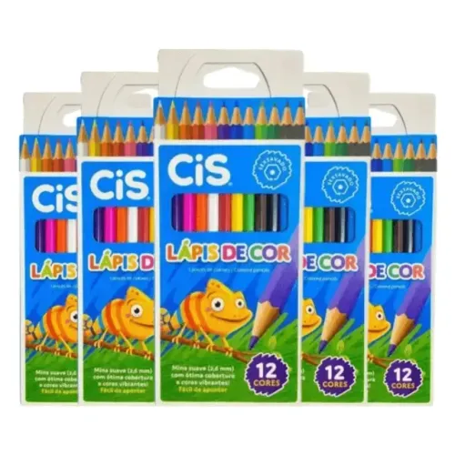 Kit 05 Lapis de Cor 12 Cores - Cis