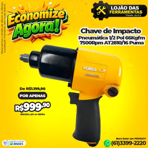 Chave de Impacto Pneumática 1/2 Pol 66Kgfm 7500Rpm AT2810/16 Puma