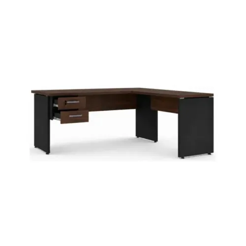 Mesa Em L Para Escritório Com Gavetas Mesa Auxiliar Design Executivo Louro Preto 25423