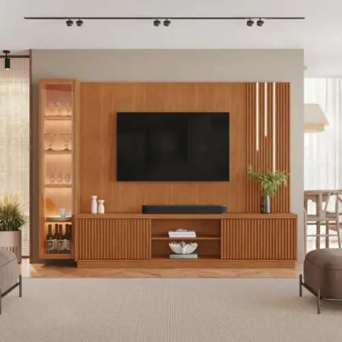 Em estoque! Home Theater até 75? Arezzo New (C/LED Cascata) + Módulo Cristaleira Dominus