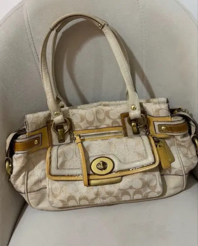 Bolsa Coach vintage satchel bege