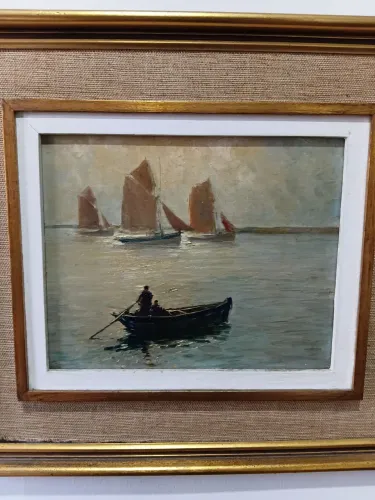 Quadro Francês Original - "Thoniers à Étel" de Jacques Deschamps
