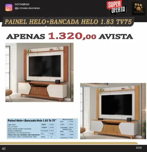 PAINEL E BANCADA HELO TV ATÉ 75