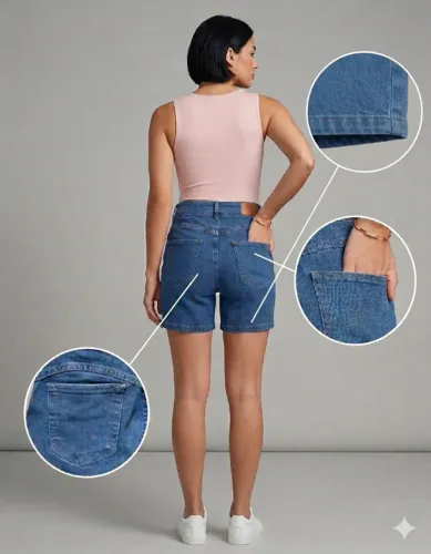 Short Jeans com elastano Azul claro e Escuro