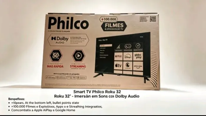 Smart TV Philco 32" PTV32G7PR2CGB LED HD Roku TV Wi-Fi Bluetooth - Nova