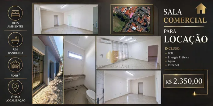 Sala Comercial para Alugar com 45m² - Vila Nova Valinhos - Valinhos/SP.