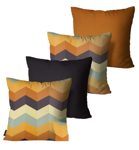 Kit 4 Capas de Almofada 45x45 Decorativas Geométricas Coloridas