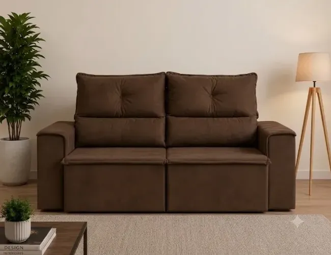 OFERTA Sofá retratil e reclinavel marrom