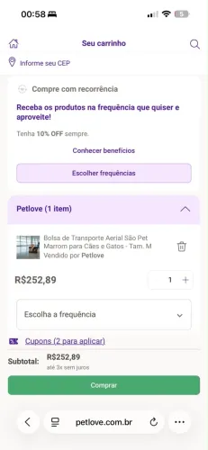 Bolsa transporte pet M até 4kg