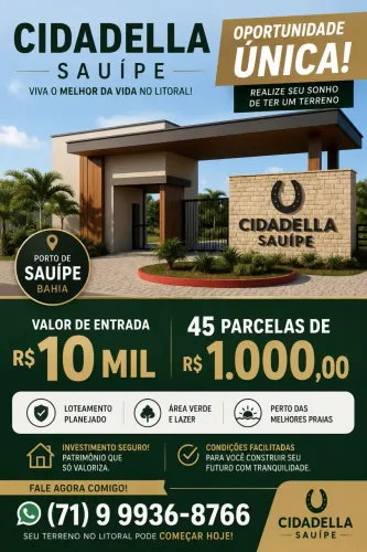 Lote à venda, PORTO DE SAUIPE, Entre Rios, BA