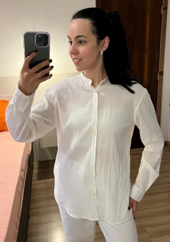 CAMISA ZARA GOLA PADRE TAMANHO G 100% algodão 