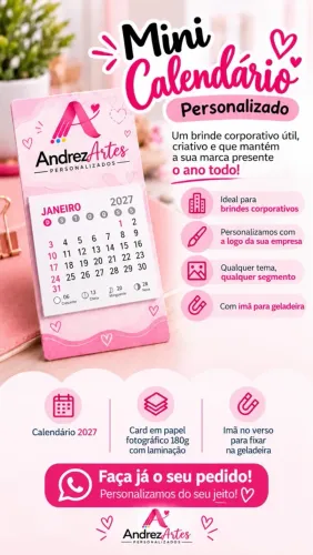 Mini calendário personalizados 5x5 2027