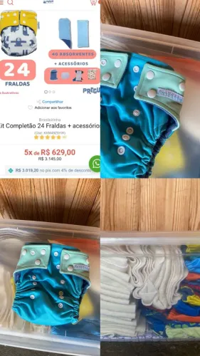 Kit de fraldas ecológicas da marca PREGUI (Brasileirinha)