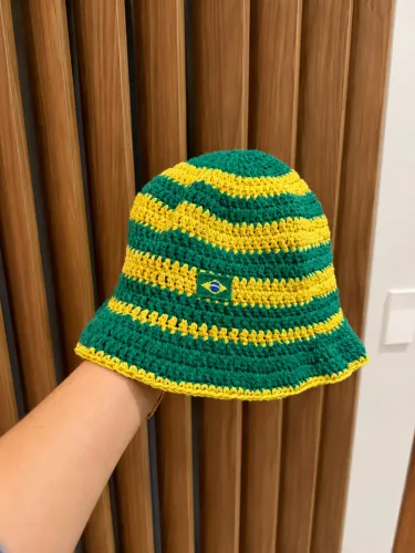 Bucket/Chapéu de Crochê Brasil (2 cores)