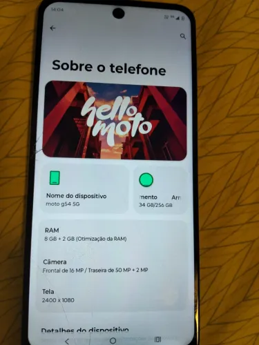 Moto G54 8GB 256GB * Tela trincada porém tudo funcionando.