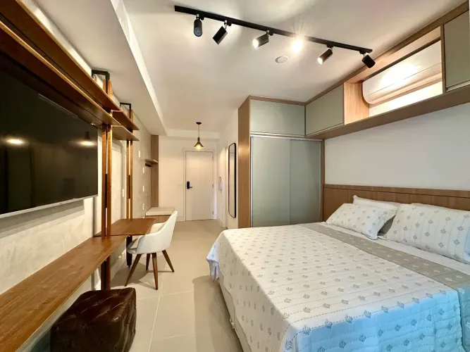 Apartamento studio mobiliado para alugar ou vender no Air Brooklin com 1 dormitório próx.