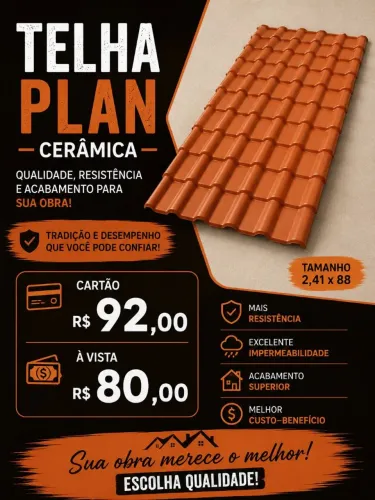 Telha PVC plan cerâmica 2,41x88