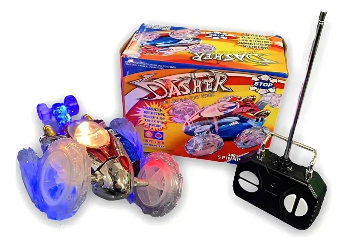 Carrinho Controle Remoto Carro Maluco Gira 360º Com Luzes Led