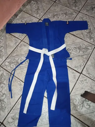 Kimono Atama Infantil M - Azul + Faixa Branca
