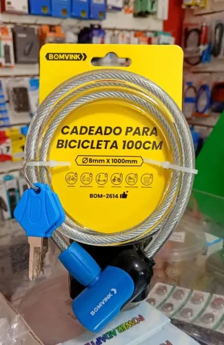 Cadeado Trava Para Bicicleta 8mm X 1000m C/ Chave - Novo