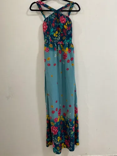 Vestido Longo Estampado Com Bojo De Amarração Tamanho P