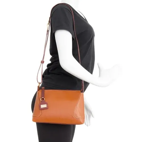 Bolsa Alicia-Caramelo e castor em Couro Legítimo Anandra 