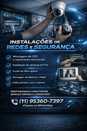 Instalação de Câmeras | Rede, Rack, Fibra Óptica e Cabeamento