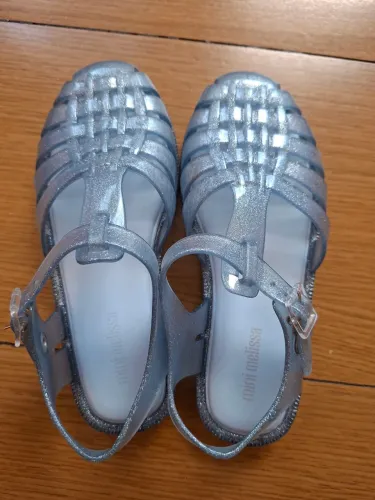 Sandália Mini Melissa Azul com gliter