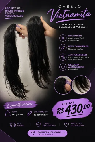 Cabelo Humano 130g 55 cm 