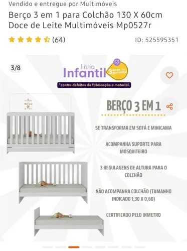 Berço 3 em 1.