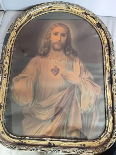 Antiguidades. Lindo quadro coração de Jesus. 80 anos retirar em mãos.