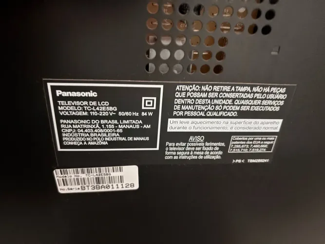 TV 42 polegadas Panasonic sem WI-FI