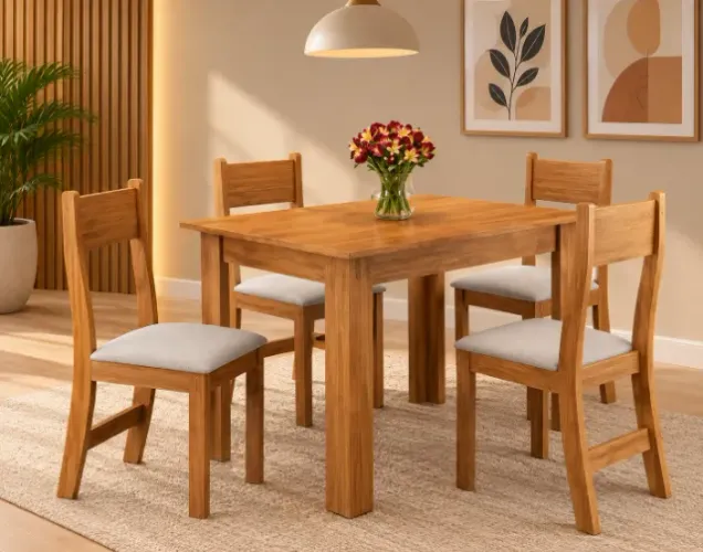 Mesa de jantar Palace com 4 cadeiras Cor BRONZE