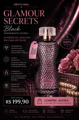 Glamour Secrets Black Desodorante Colônia 75ml