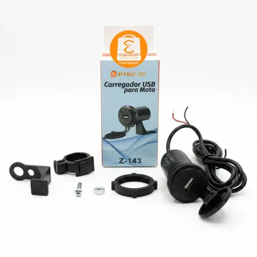 Carregador USB para Moto com fio 109cm completo, 15w Potência celular