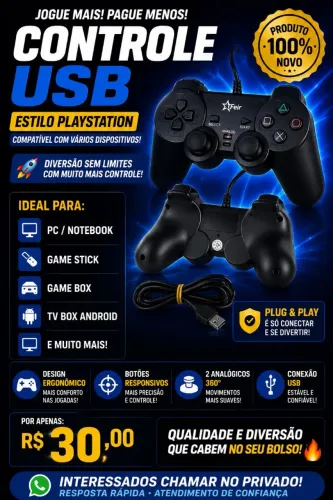 Controle joystick USB Playstation novo