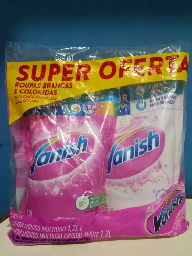 Kit Vanish 1,2 + 1,2 Litros Remove Manchas Tecido brancos e coloridos.