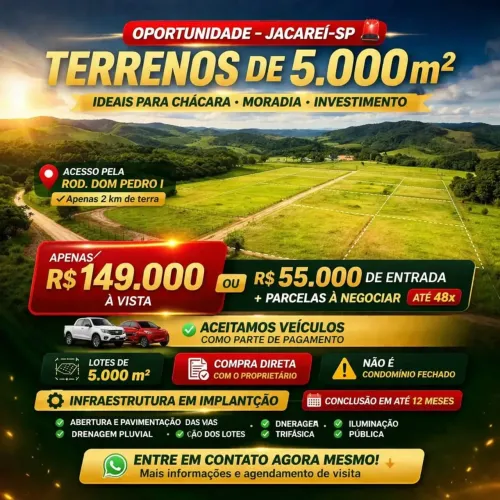 Vendo Terrenos com entrada de R$54.999 e saldo em 48 vezes com proprietário