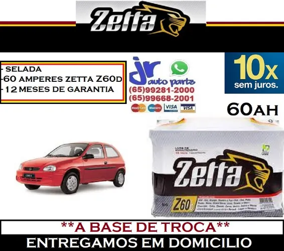 Bateria Zetta 60Ah Corsa Wind 12v  