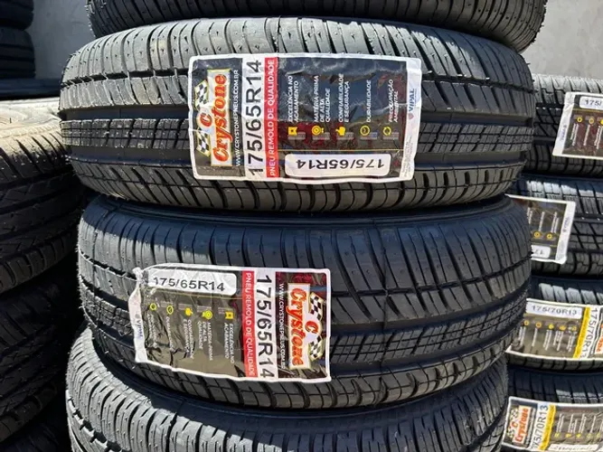 2 pneus remoldes 175/65/14 marca Crystone (instalação grátis, garantia)