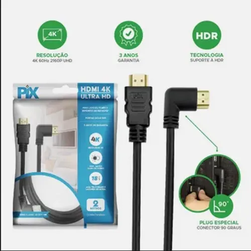Cabo Hdmi 2.0, 4K ,HDR, 3D, 2 Metros Pix Gold, Preto, NOVO, Lacrado* 2 Modelos a Escolha 