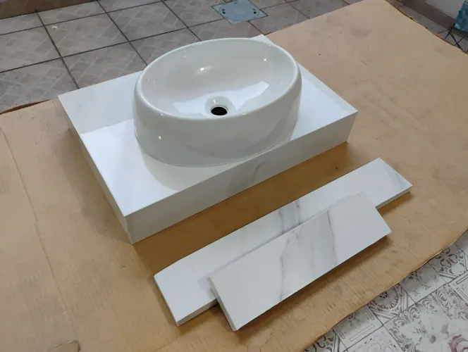 Pia Porcelanato com cuba de sobrepor 60x40 Pia