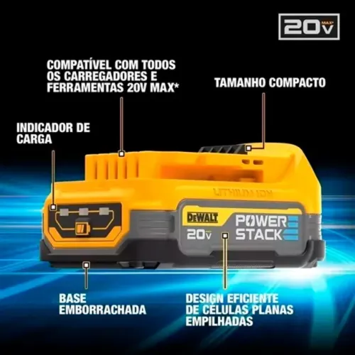 Bateria Compacta 20V 5.0Ah Max Powerstack Dewalt DCBP520-B3