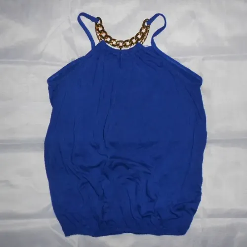 Blusa Feminina Azul com detalhe dourado Tam. G - (liquida fim de ano novo natal lookinho