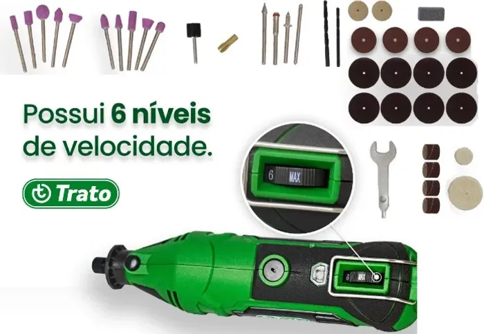 Micro Retífica 150w Trato + 40 Acessórios Profissional Frequência 60Hz 220V com Garantia