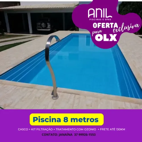 JA - Piscina 8 metros com tratamento de ozonio e filtro de limpeza