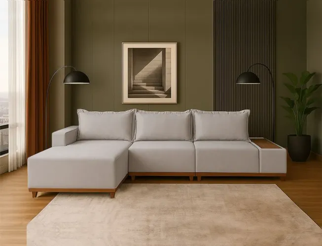 Sofá Living suíça com chaise 2,90 linho